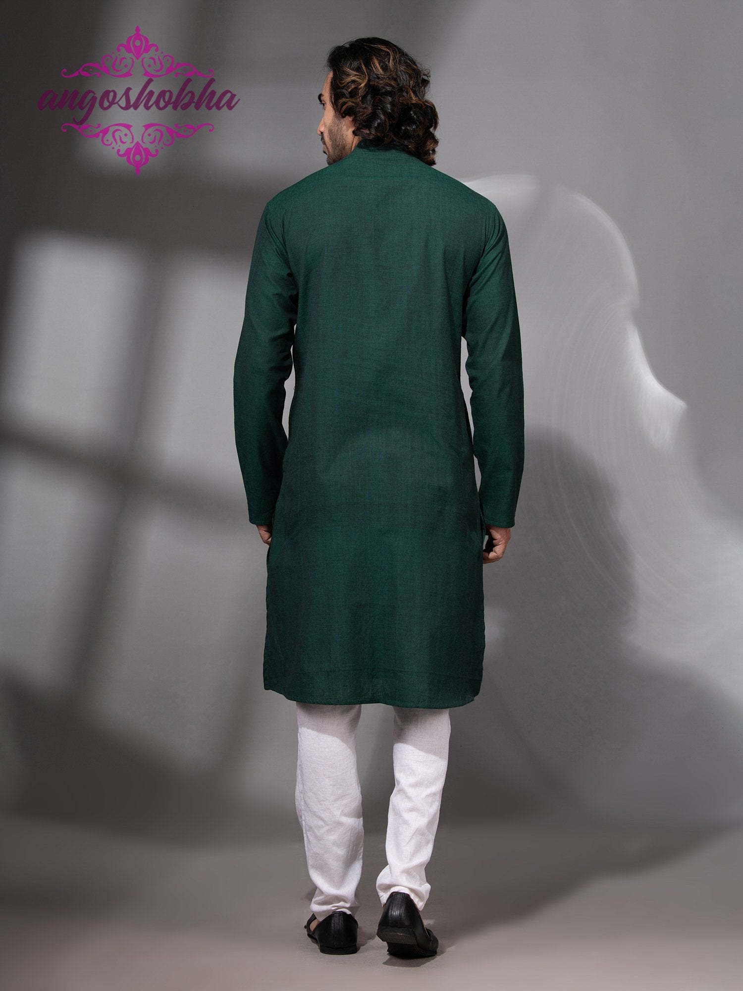 Bottle Green Cotton Men's Punjabi