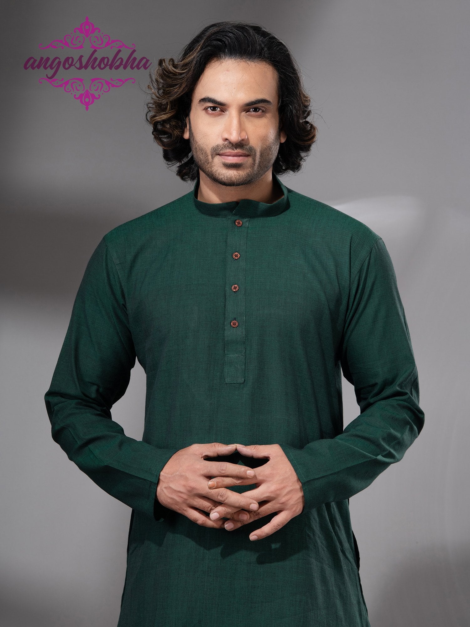 Bottle Green Cotton Men's Punjabi