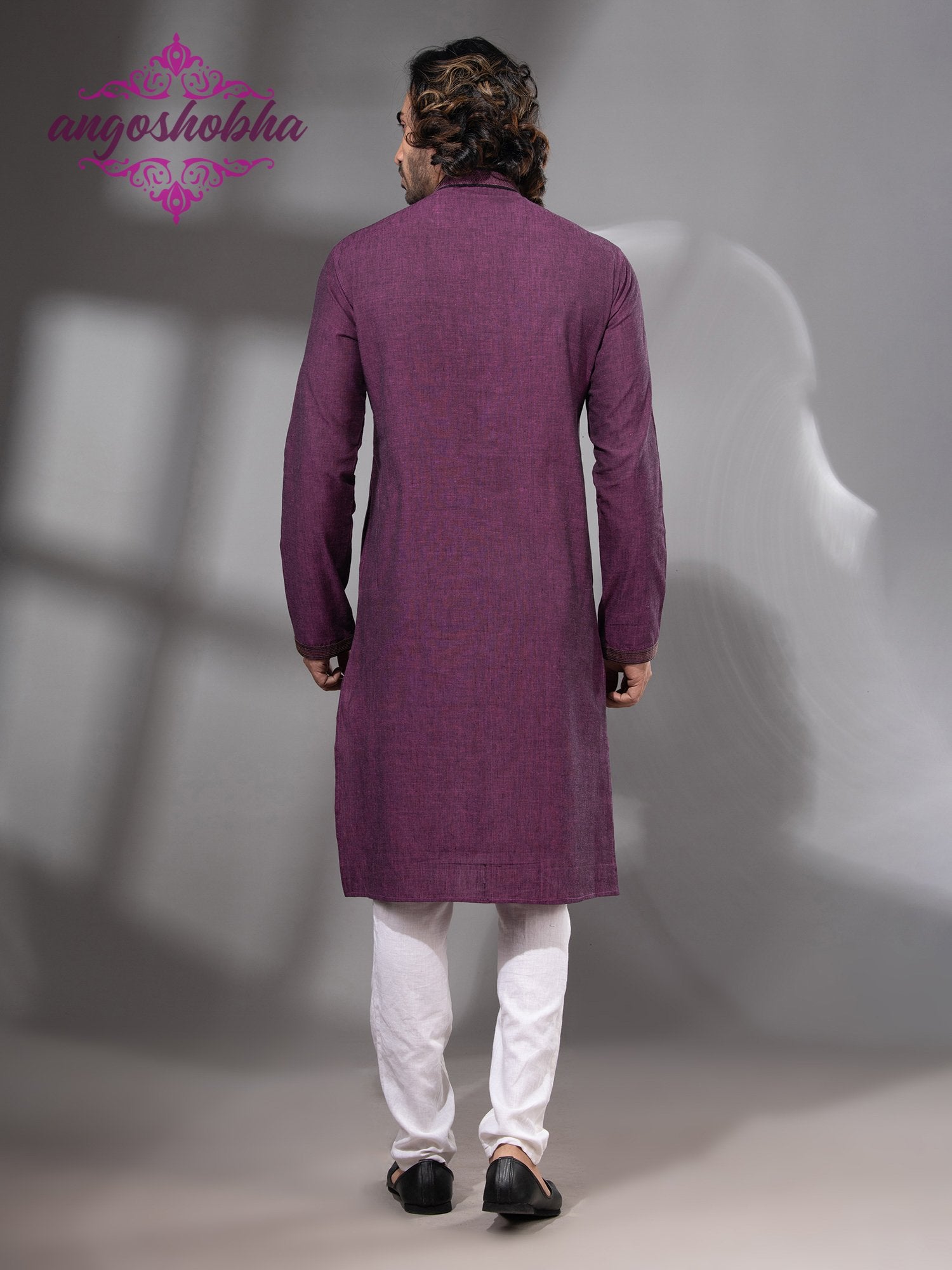 Plum Purple Cotton Men's Punjabi