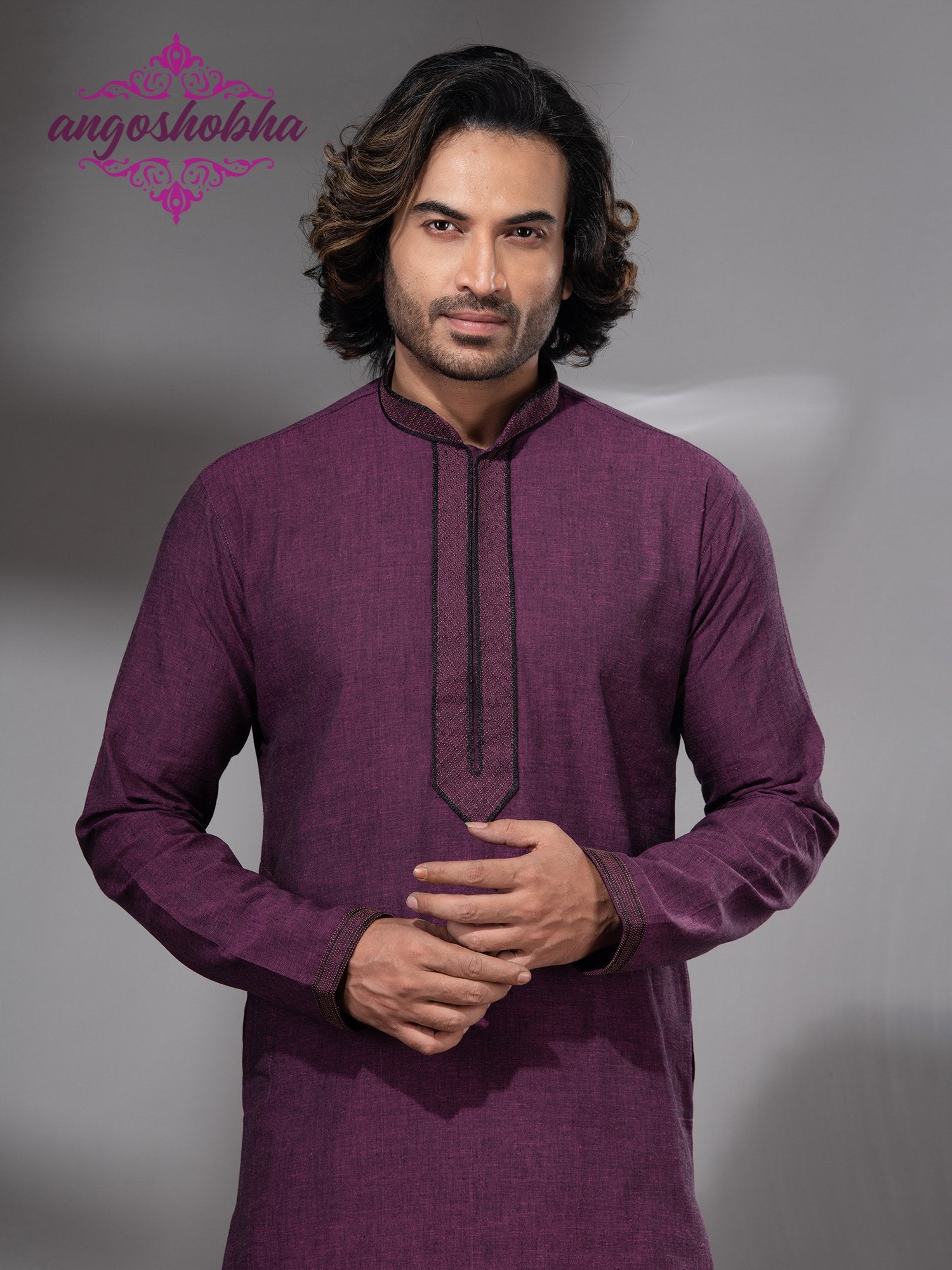 Plum Purple Cotton Men's Punjabi