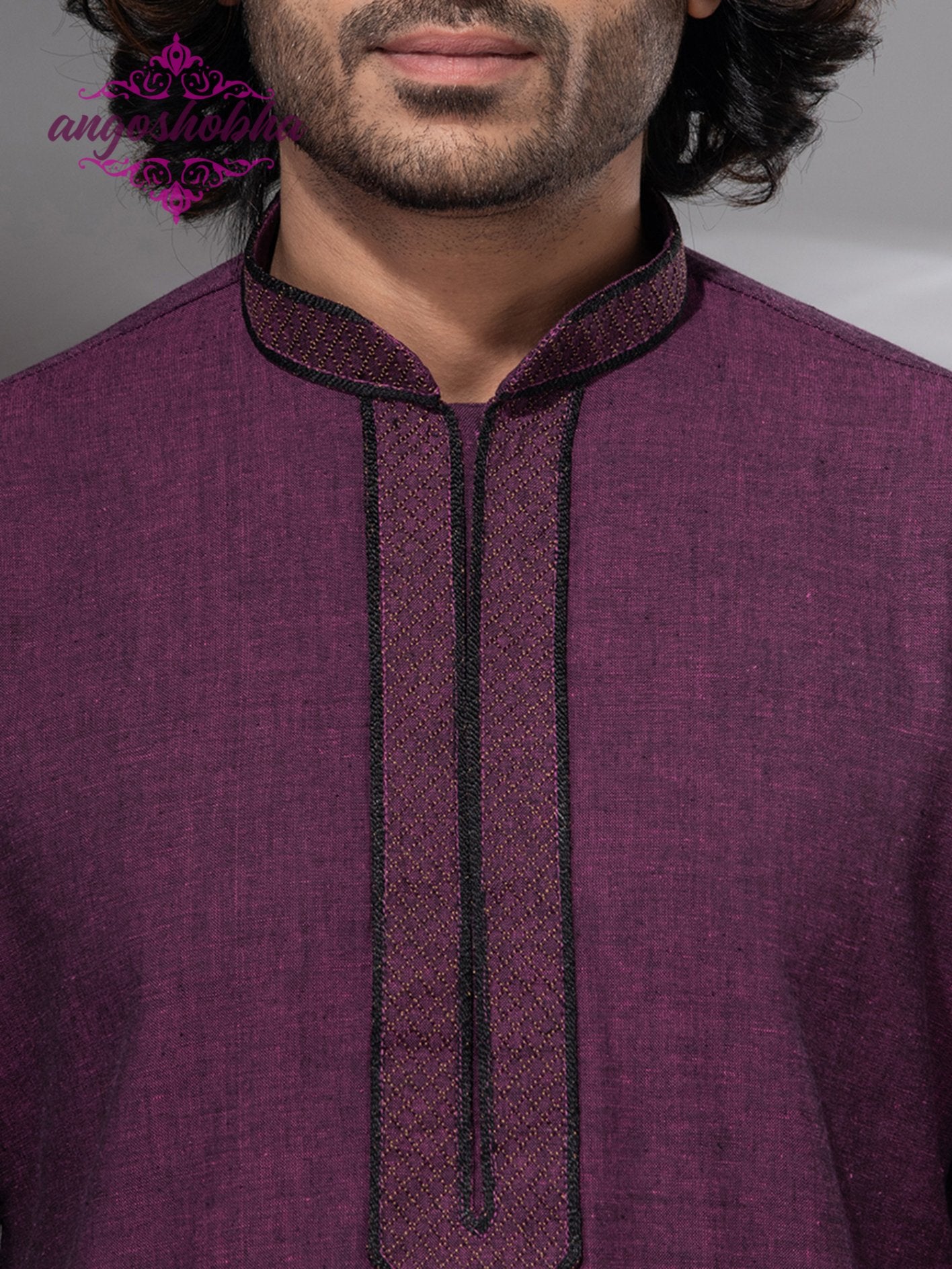 Plum Purple Cotton Men's Punjabi