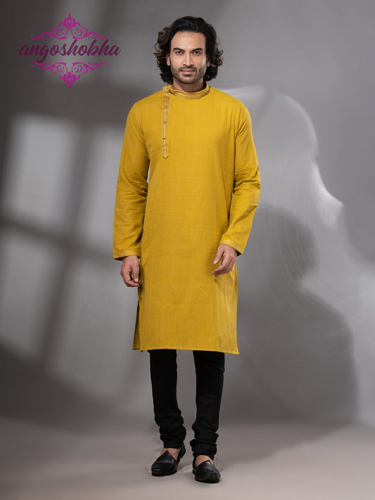 Yellow Cotton Men's Punjabi