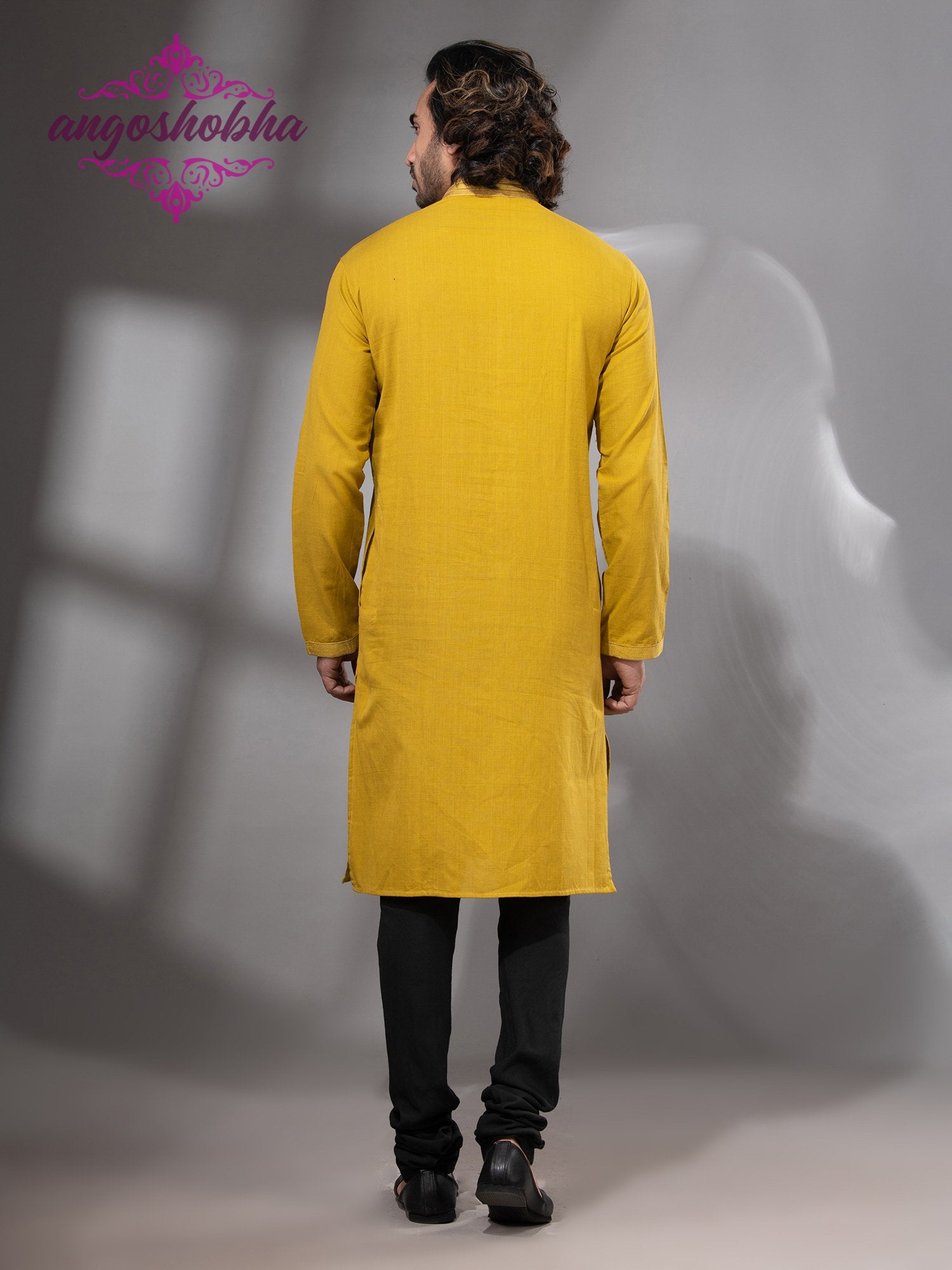 Yellow Cotton Men's Punjabi