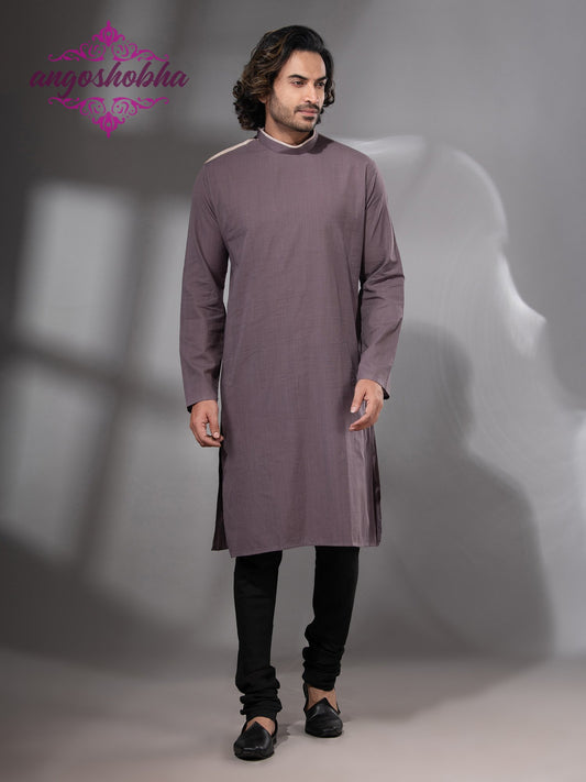 Dark Mauve Cotton Men's Punjabi