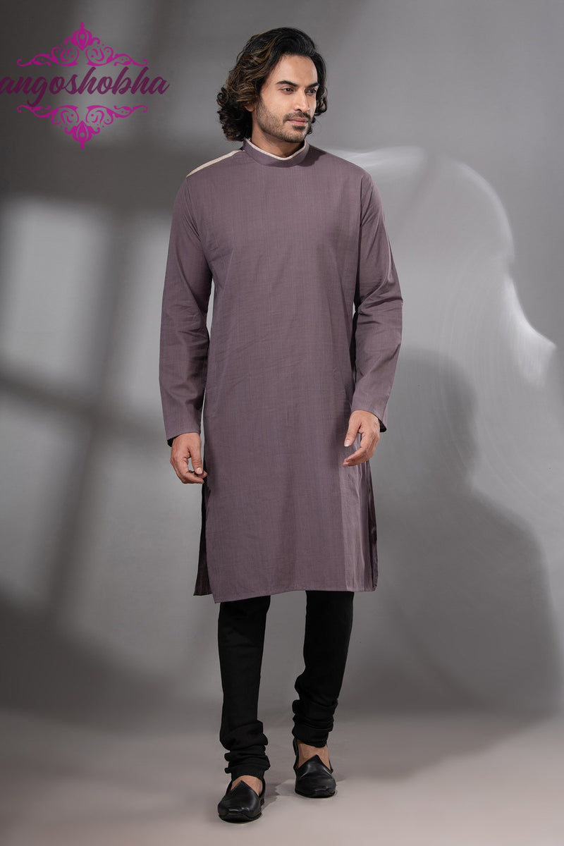 Dark Mauve Cotton Men's Punjabi