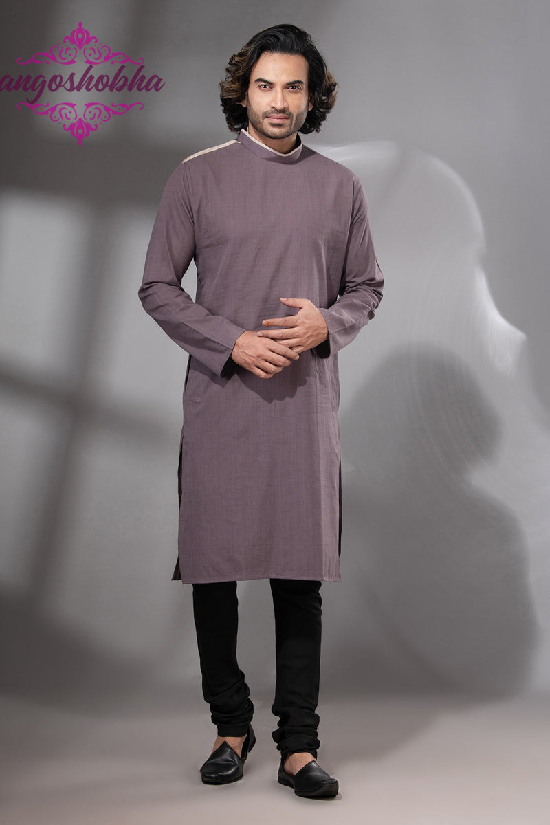 Dark Mauve Cotton Men's Punjabi