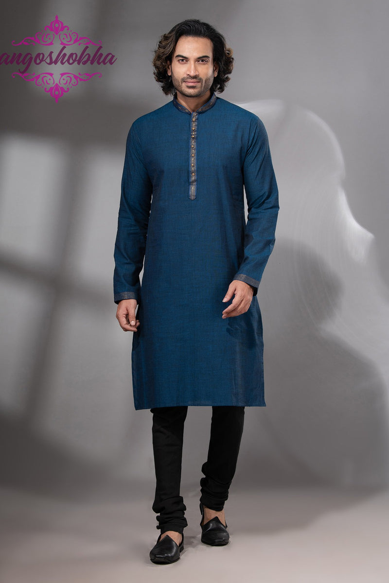 Indigo Blue Cotton Men's Punjabi
