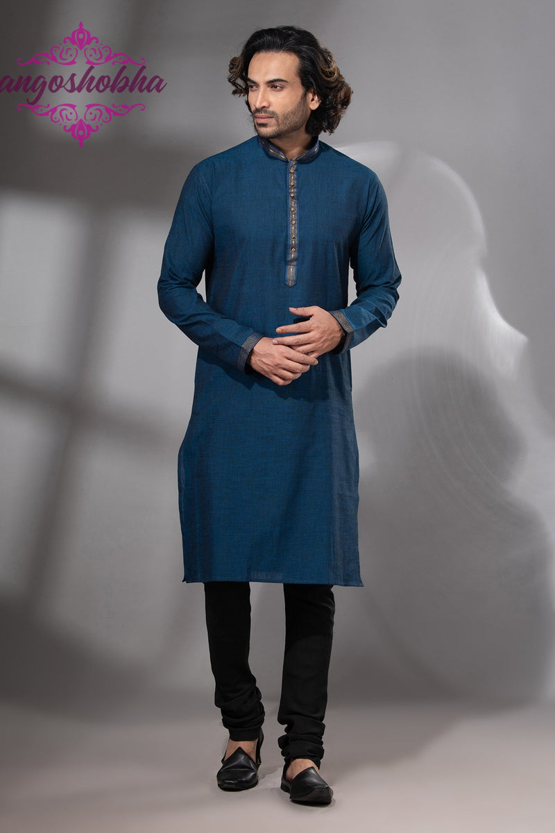 Indigo Blue Cotton Men's Punjabi