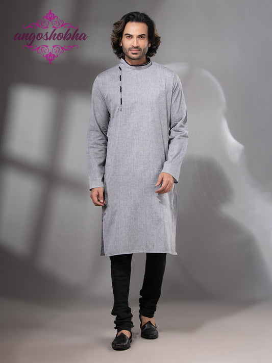 Silver Cotton Men's Punjabi