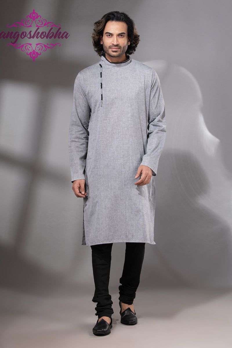 Silver Cotton Men's Punjabi