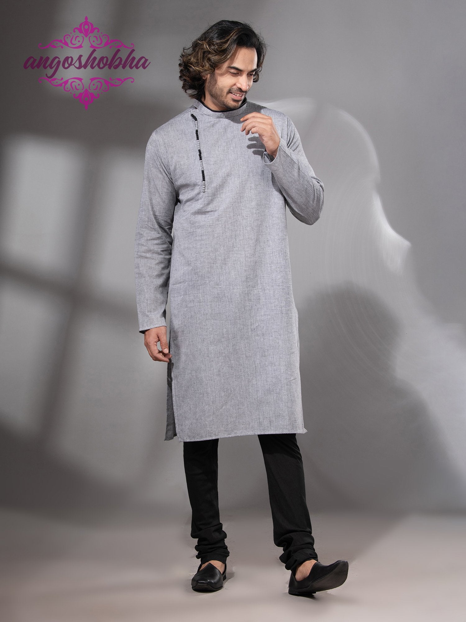 Silver Cotton Men's Punjabi