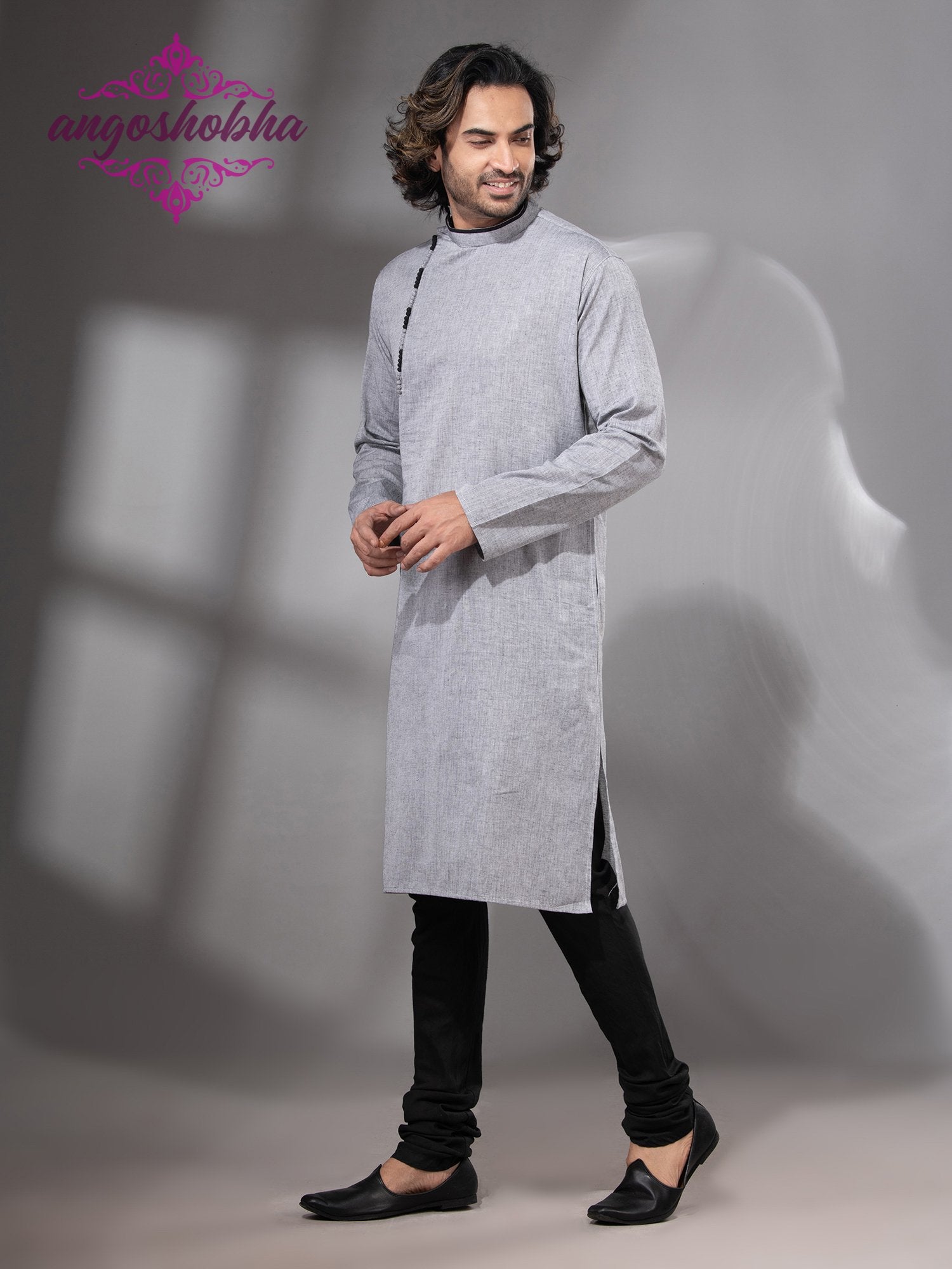 Silver Cotton Men's Punjabi