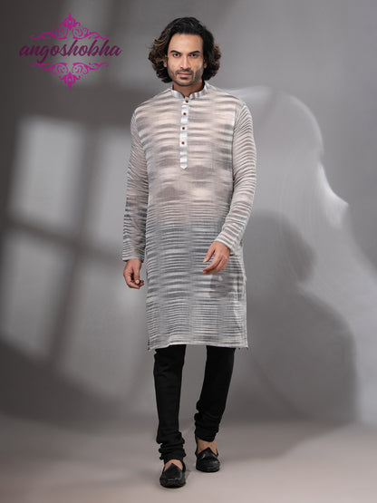 Pearl Grey Cotton Men's Punjabi