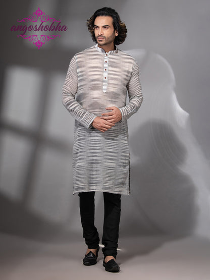 Pearl Grey Cotton Men's Punjabi