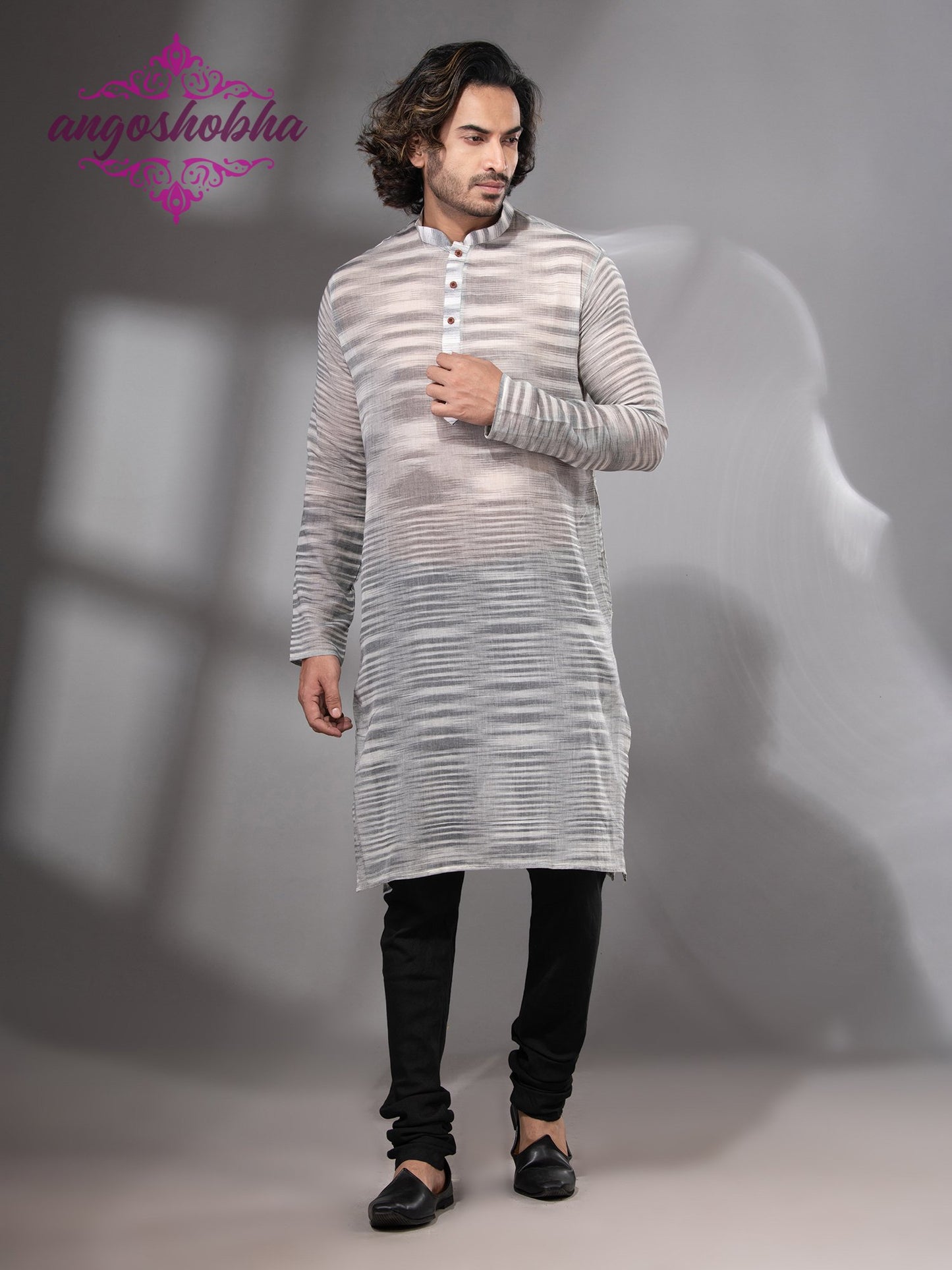 Pearl Grey Cotton Men's Punjabi