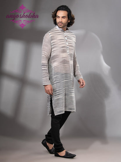 Pearl Grey Cotton Men's Punjabi