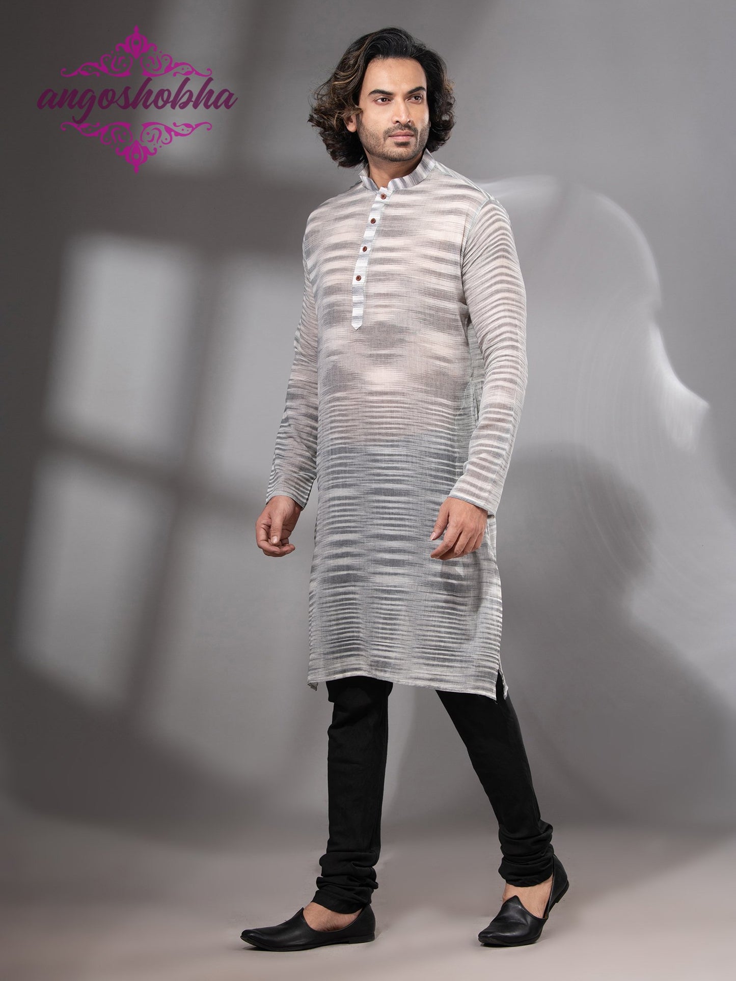 Pearl Grey Cotton Men's Punjabi