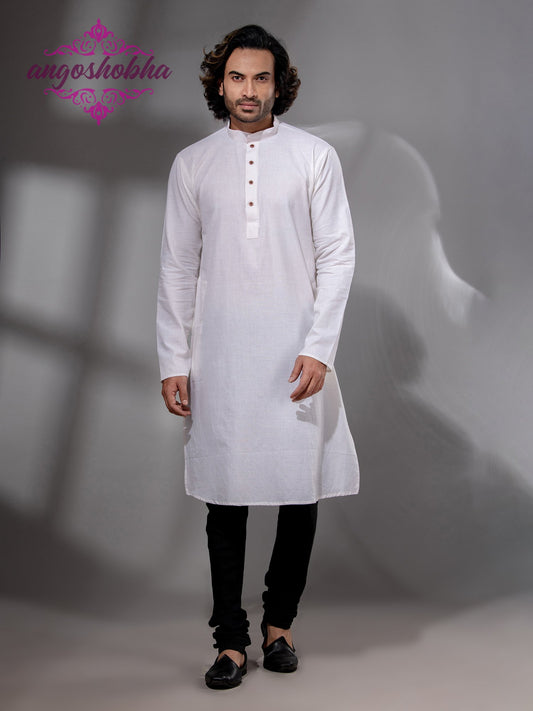 White Cotton Men's Punjabi