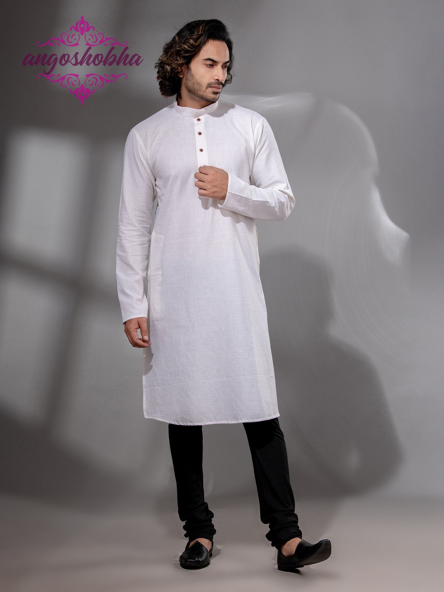 White Cotton Men's Punjabi