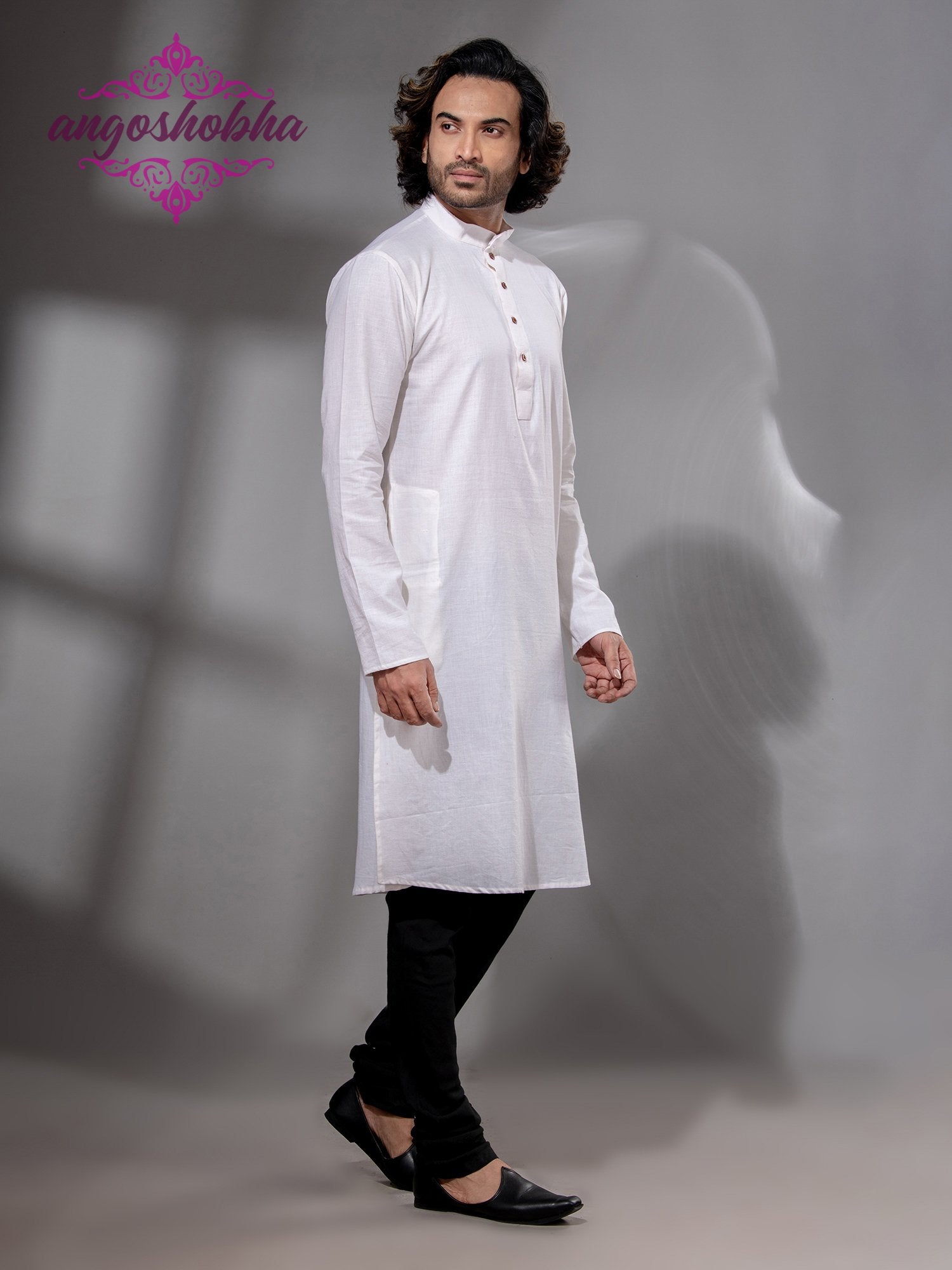 White Cotton Men's Punjabi