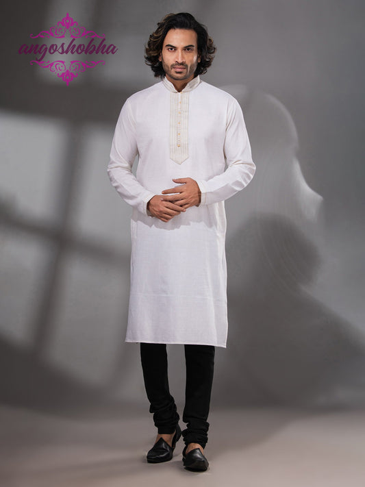 White Cotton Men's Punjabi