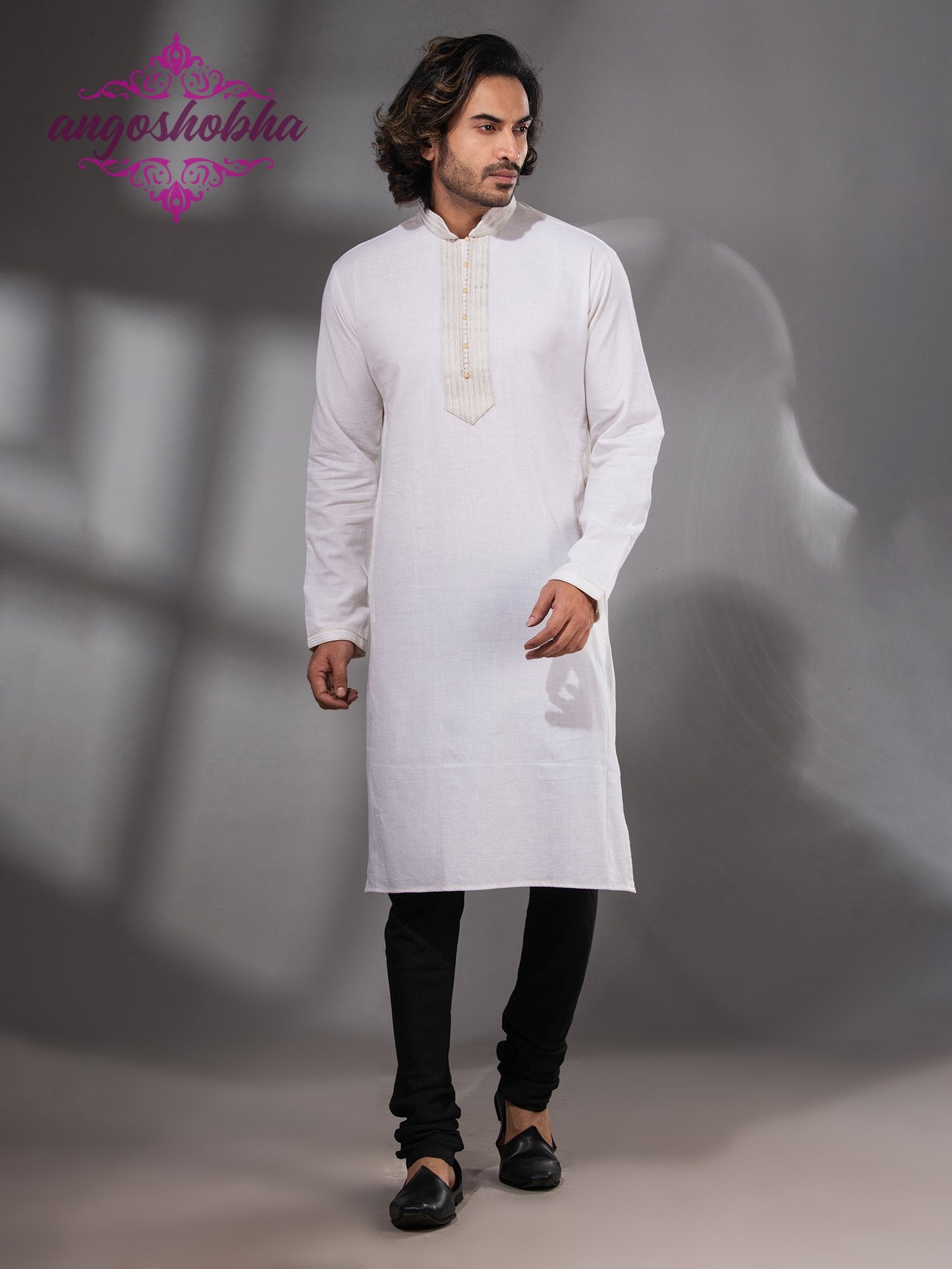 White Cotton Men's Punjabi