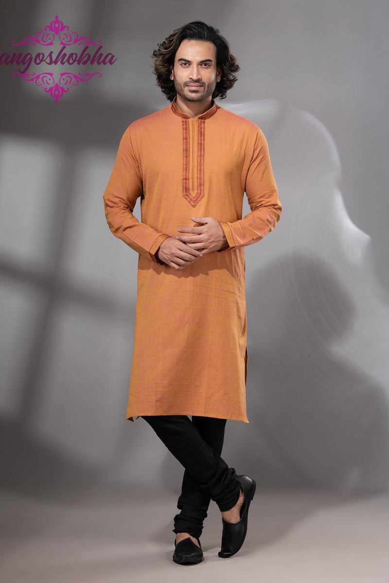 Mustard Cotton Men's Punjabi
