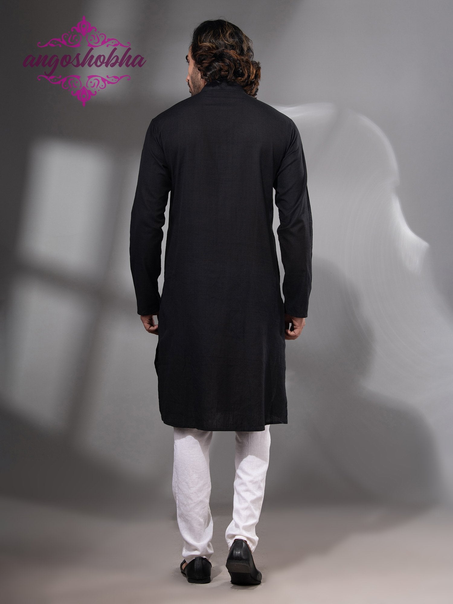 Black Cotton Men's Punjabi