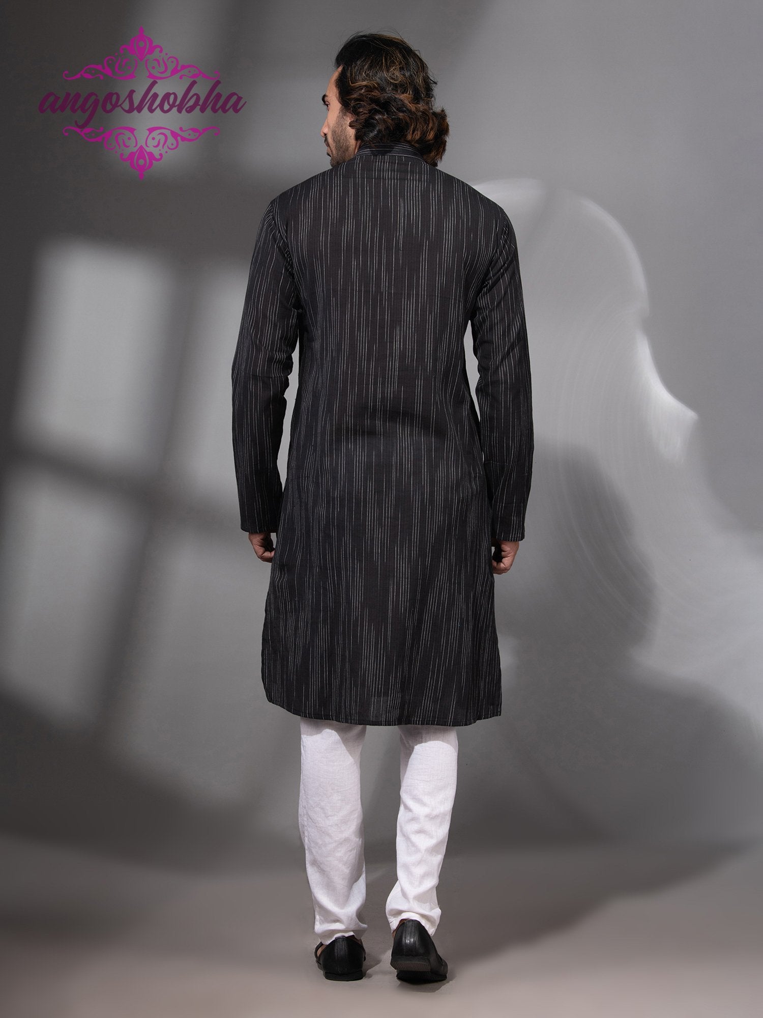 Black Cotton Men's Punjabi