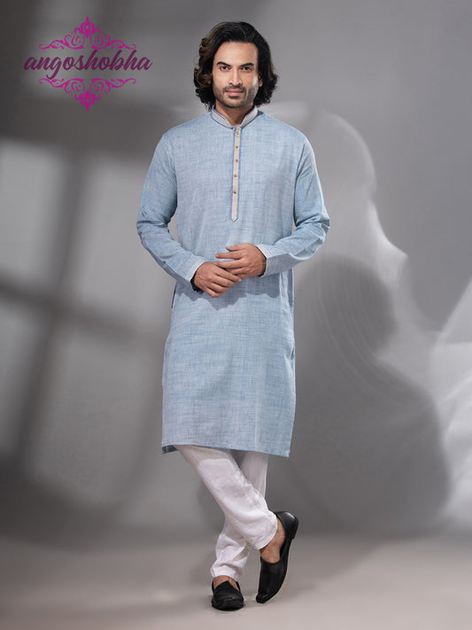 Sky Blue Cotton Men's Punjabi