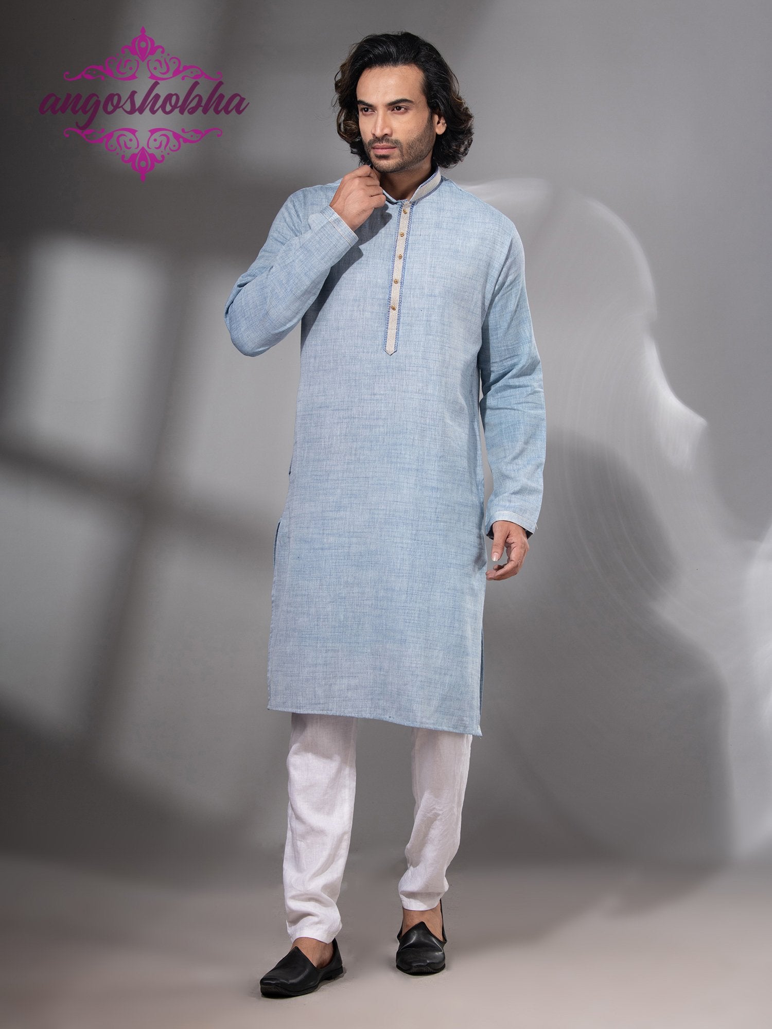 Sky Blue Cotton Men's Punjabi
