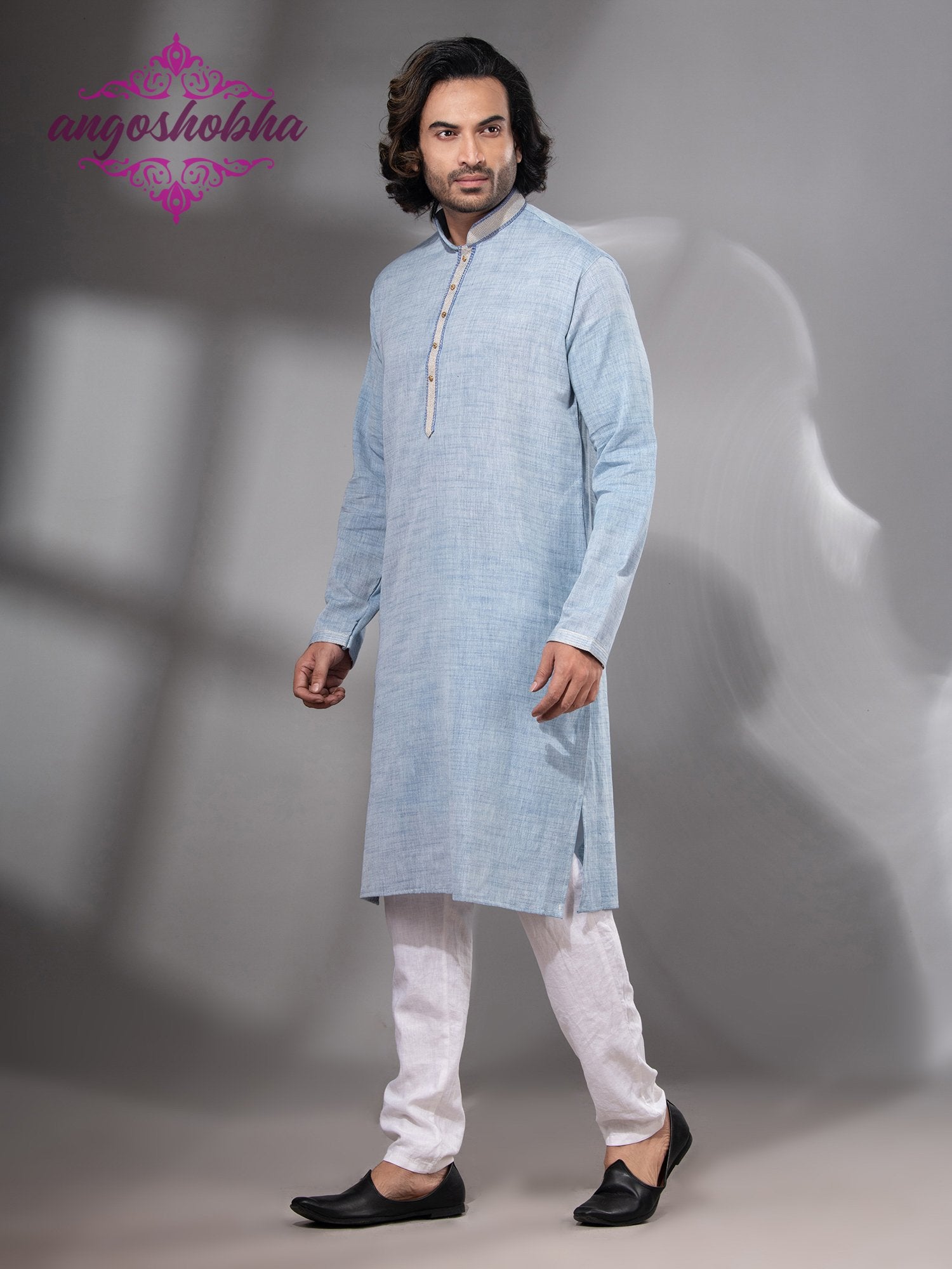 Sky Blue Cotton Men's Punjabi