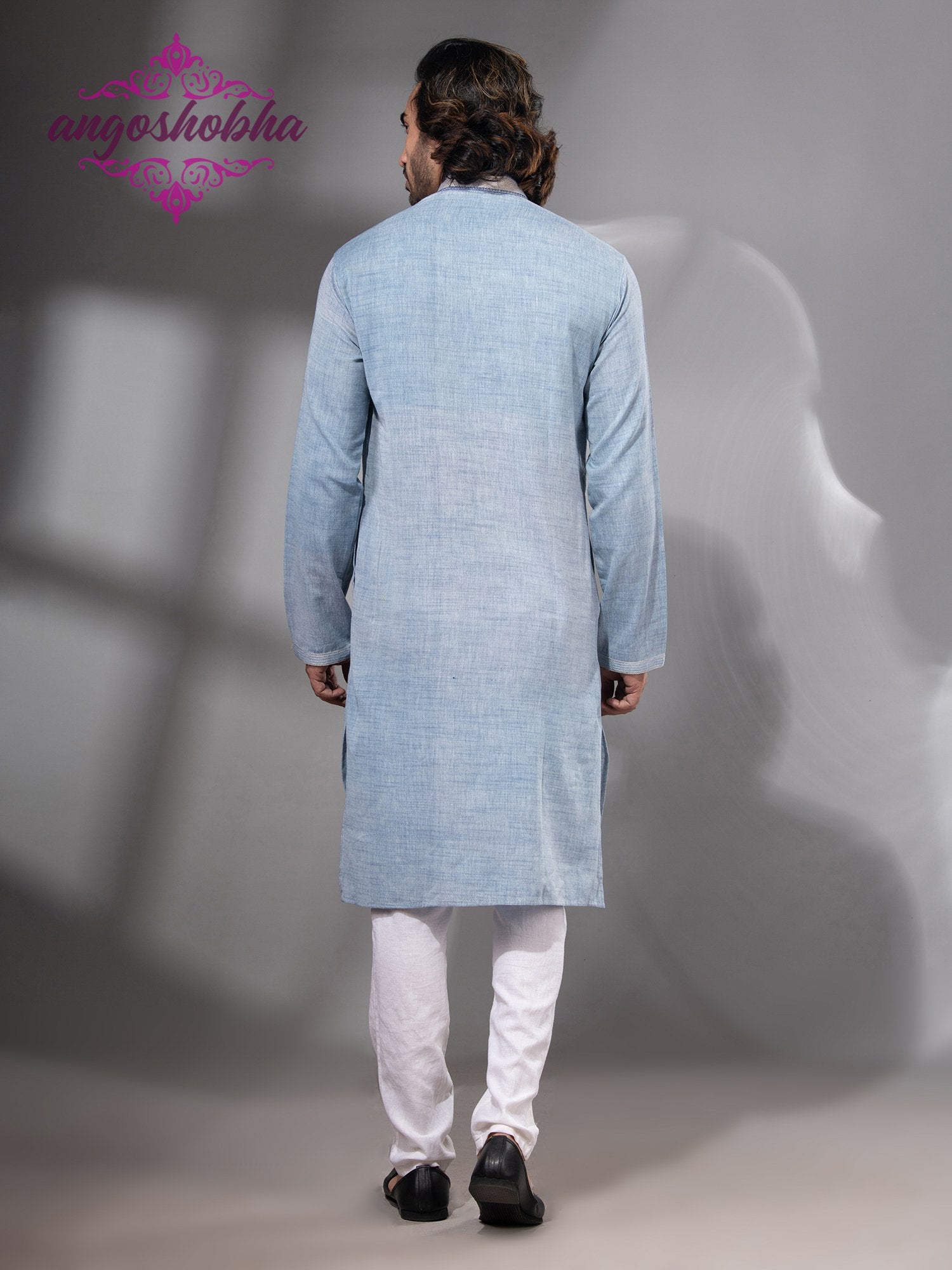 Sky Blue Cotton Men's Punjabi