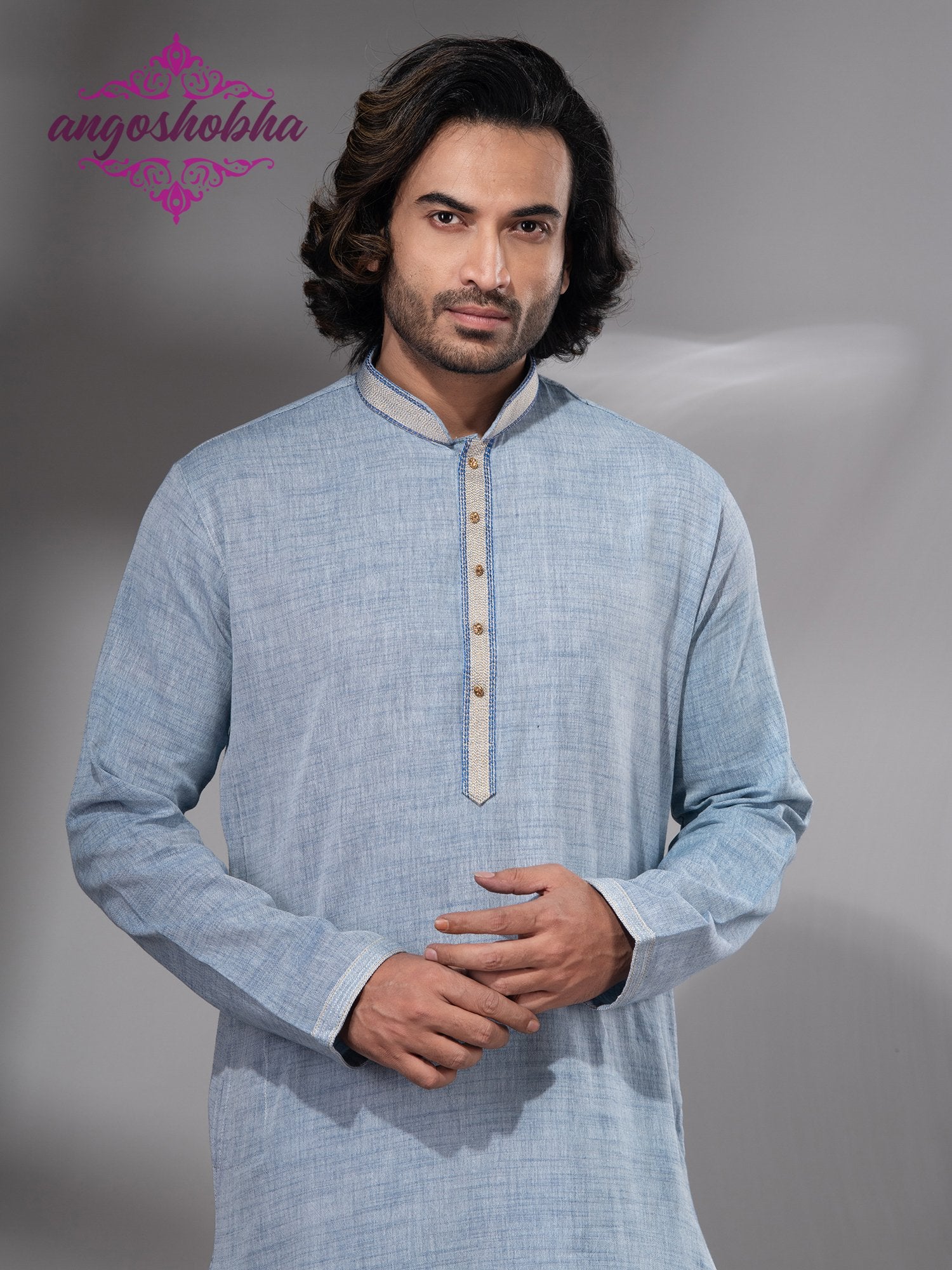 Sky Blue Cotton Men's Punjabi