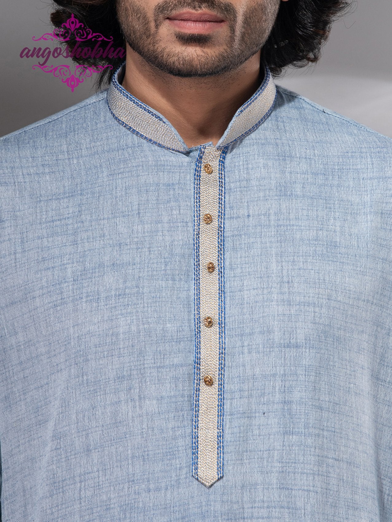 Sky Blue Cotton Men's Punjabi