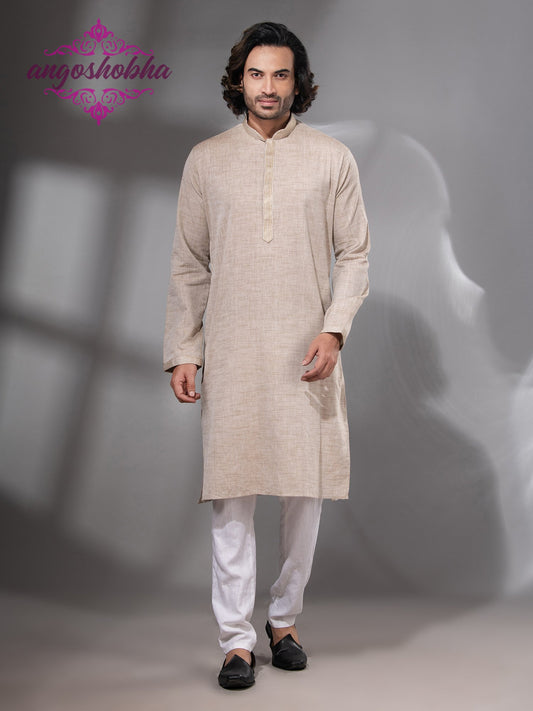 Cream Cotton Men's Punjabi