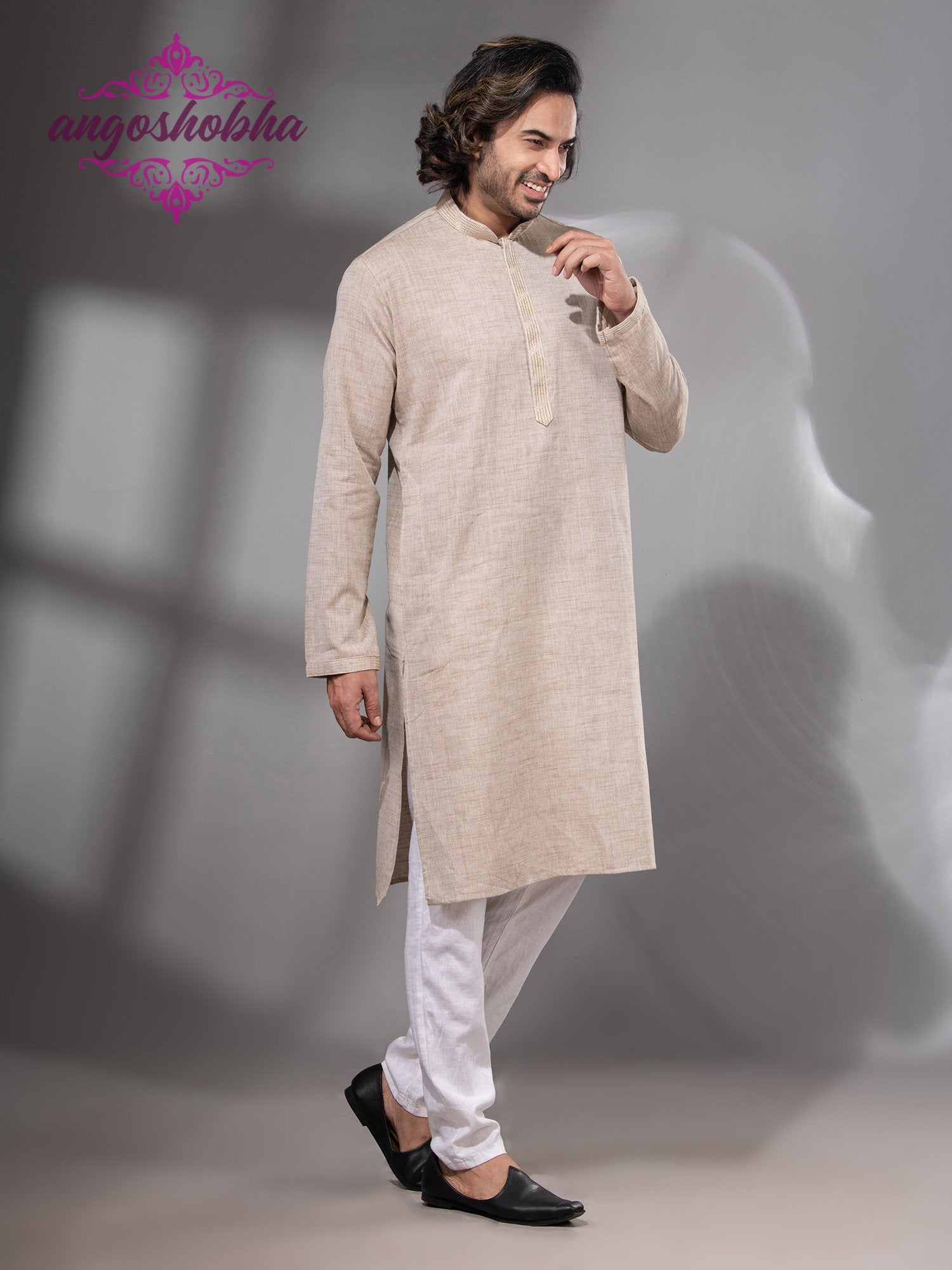 Cream Cotton Men's Punjabi
