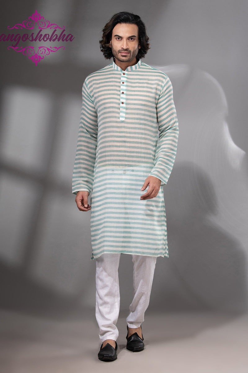 Green Cotton Men's Punjabi