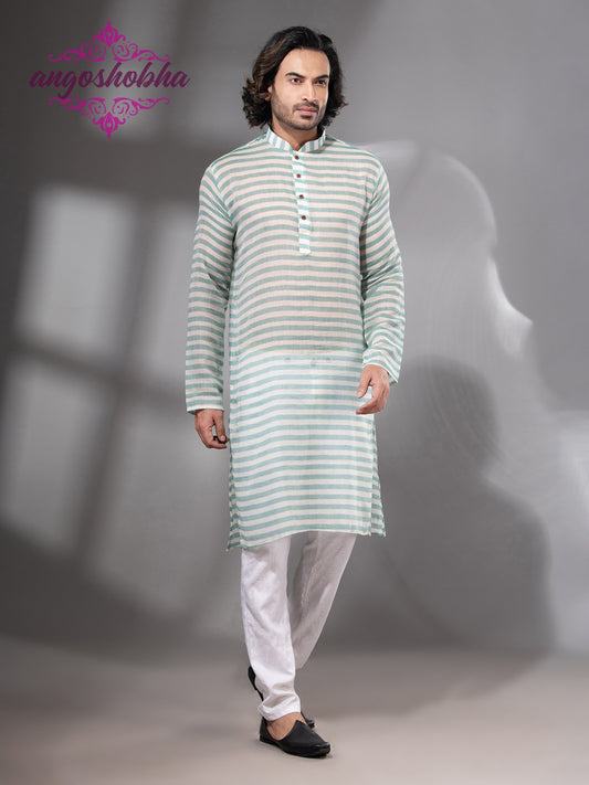 Green Cotton Men's Punjabi