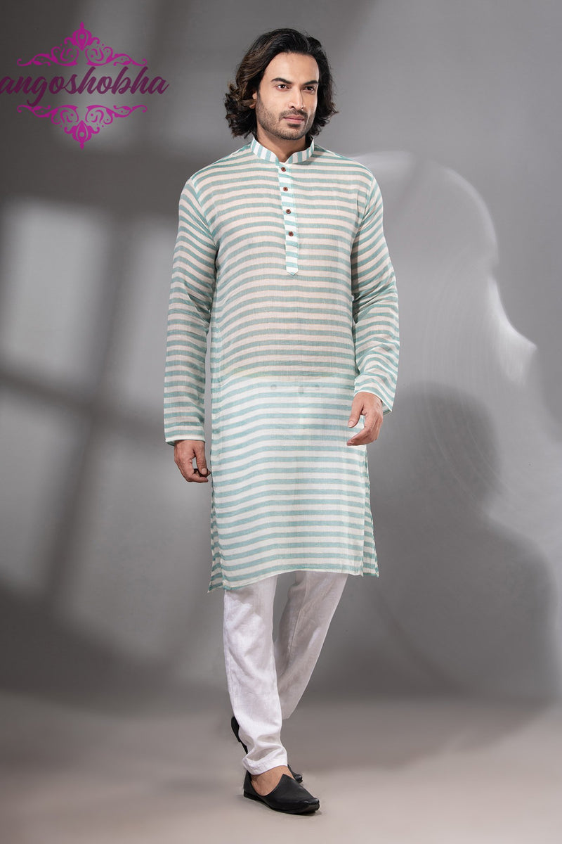 Green Cotton Men's Punjabi