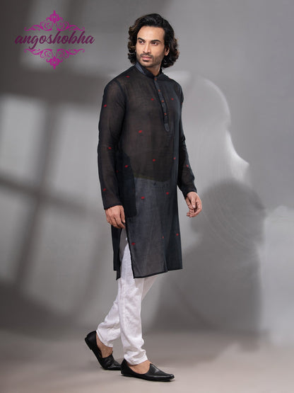 Black Cotton Men's Punjabi