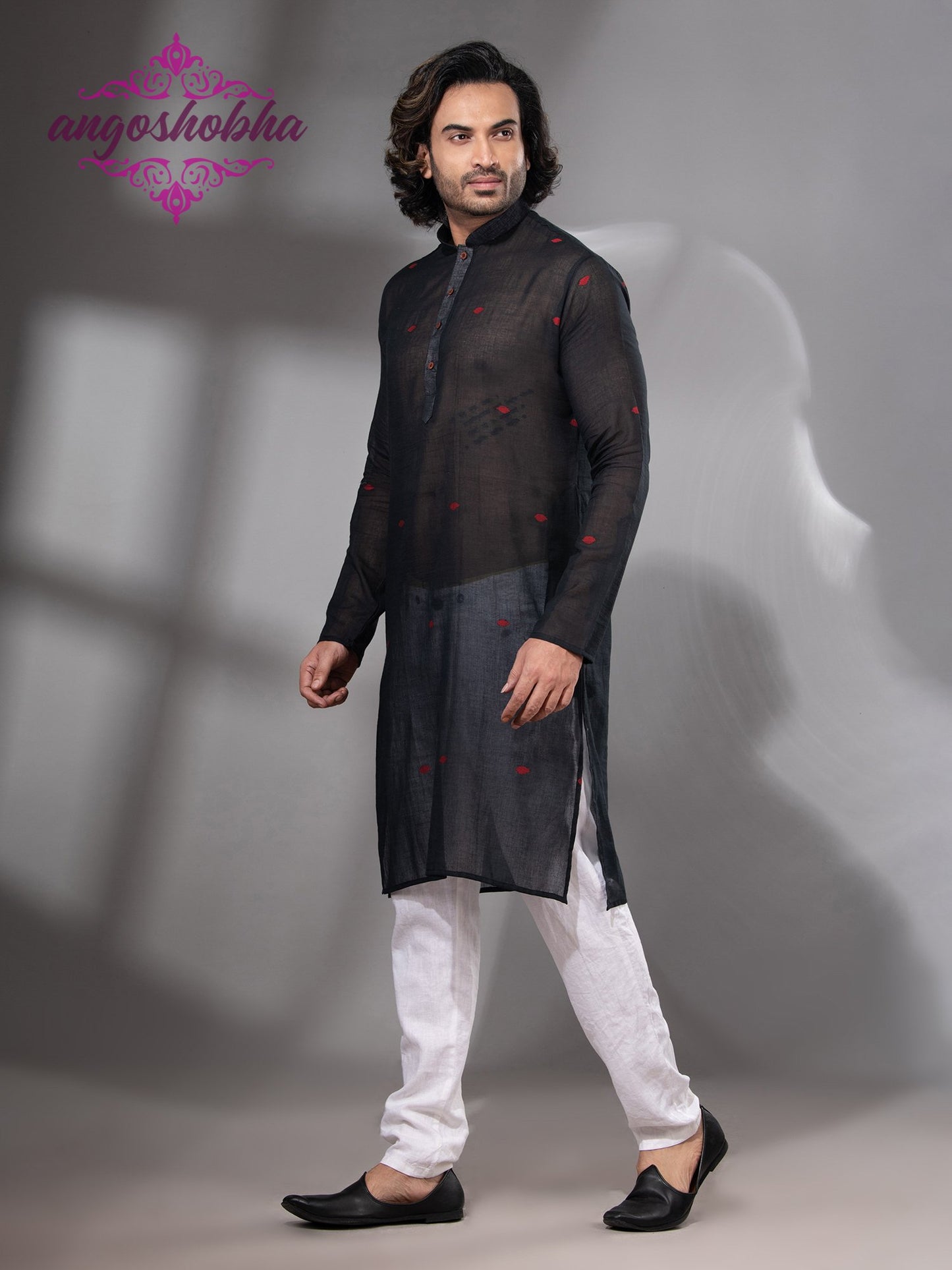 Black Cotton Men's Punjabi