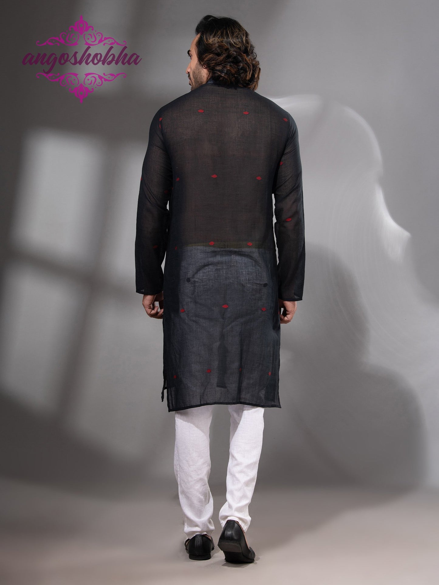 Black Cotton Men's Punjabi