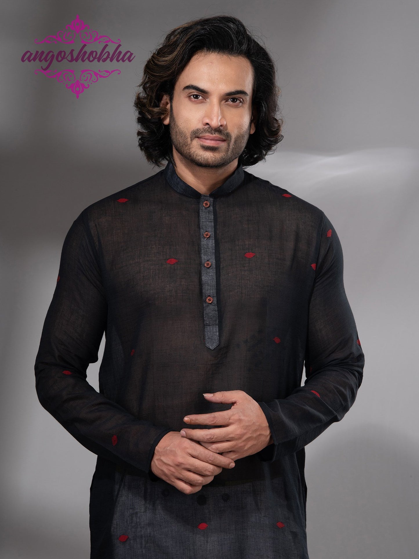 Black Cotton Men's Punjabi