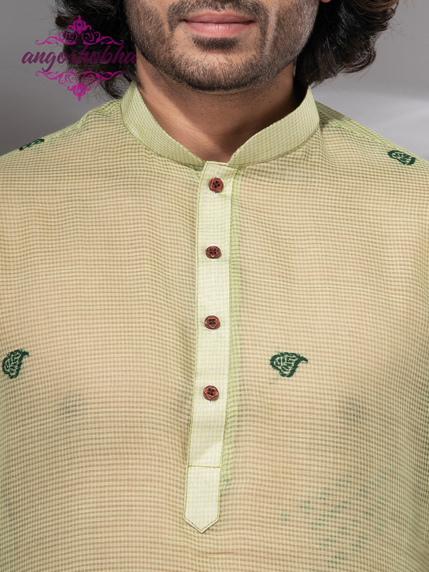 Lime Green Cotton Silk Men's Punjabi