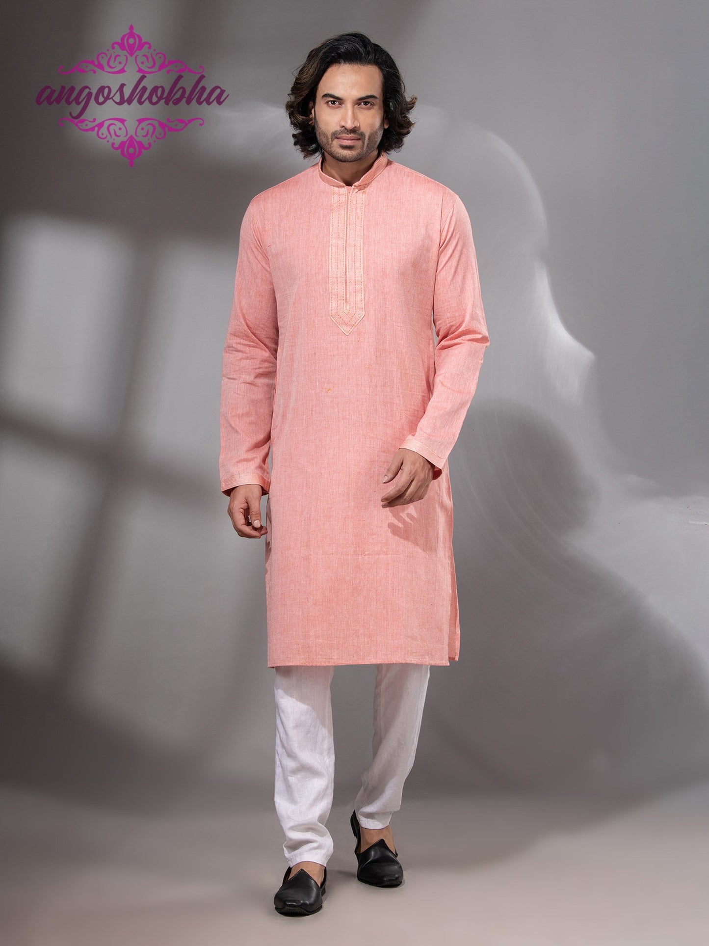 Peach Cotton Men's Punjabi