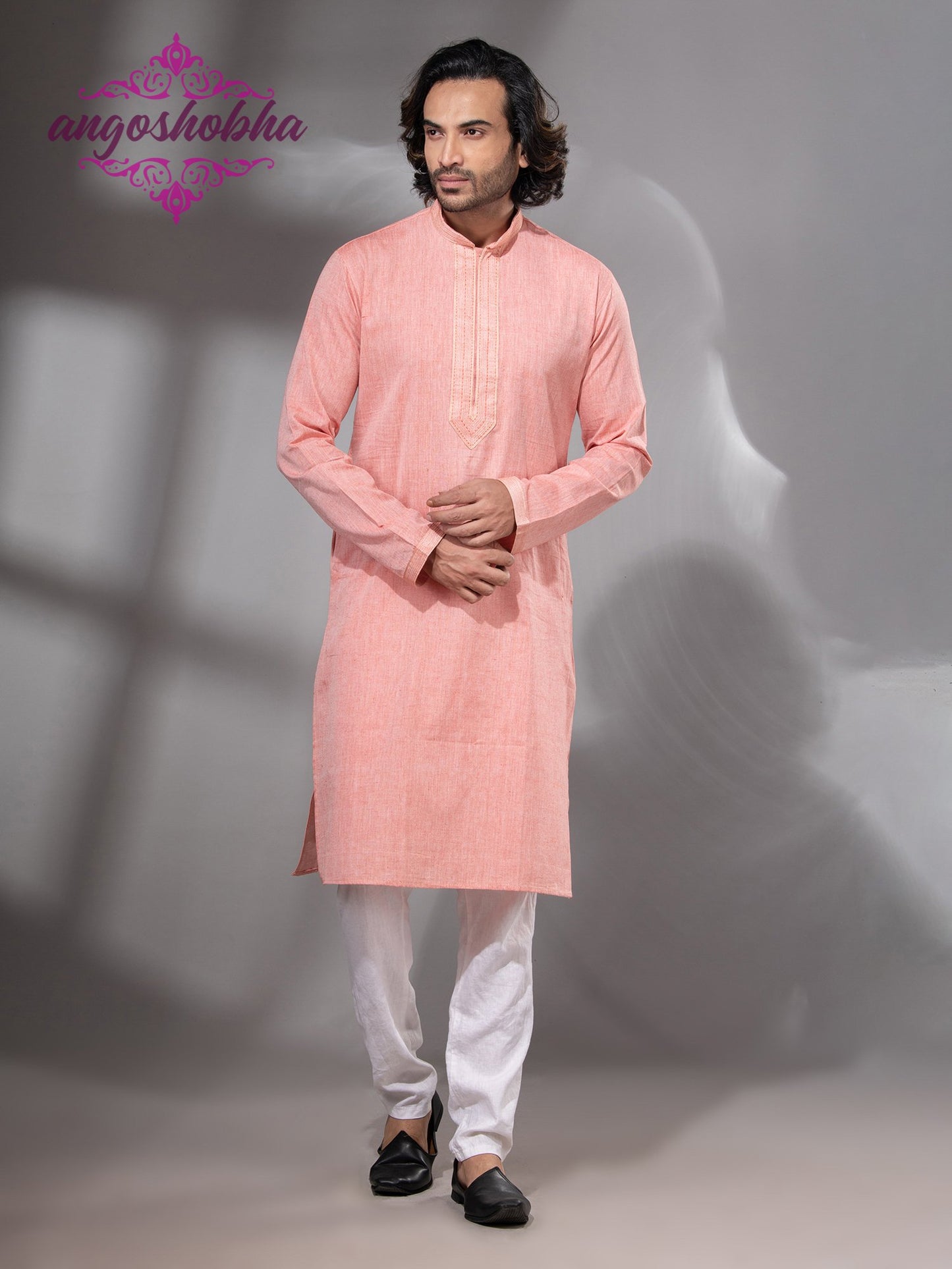 Peach Cotton Men's Punjabi