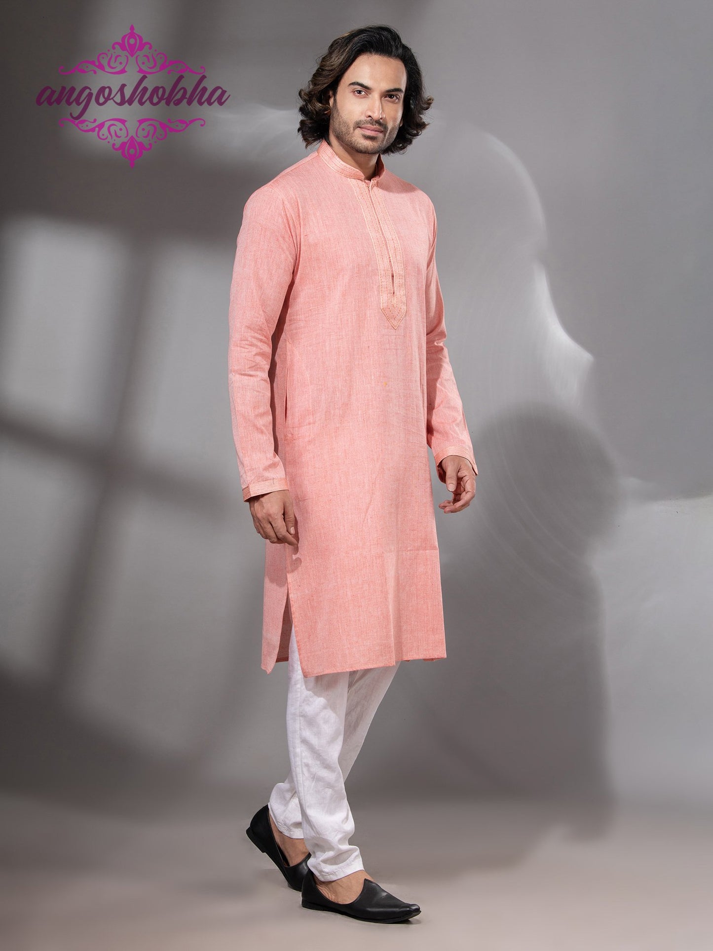 Peach Cotton Men's Punjabi