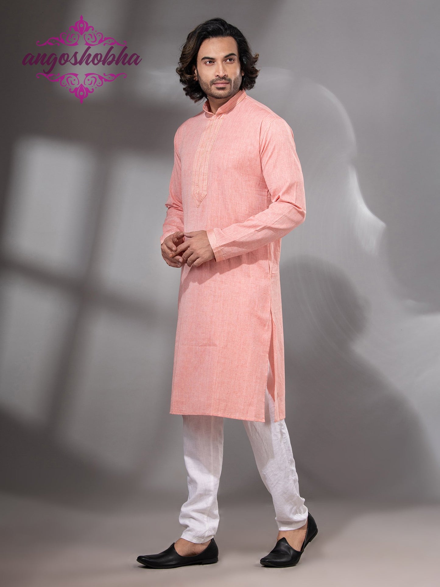 Peach Cotton Men's Punjabi