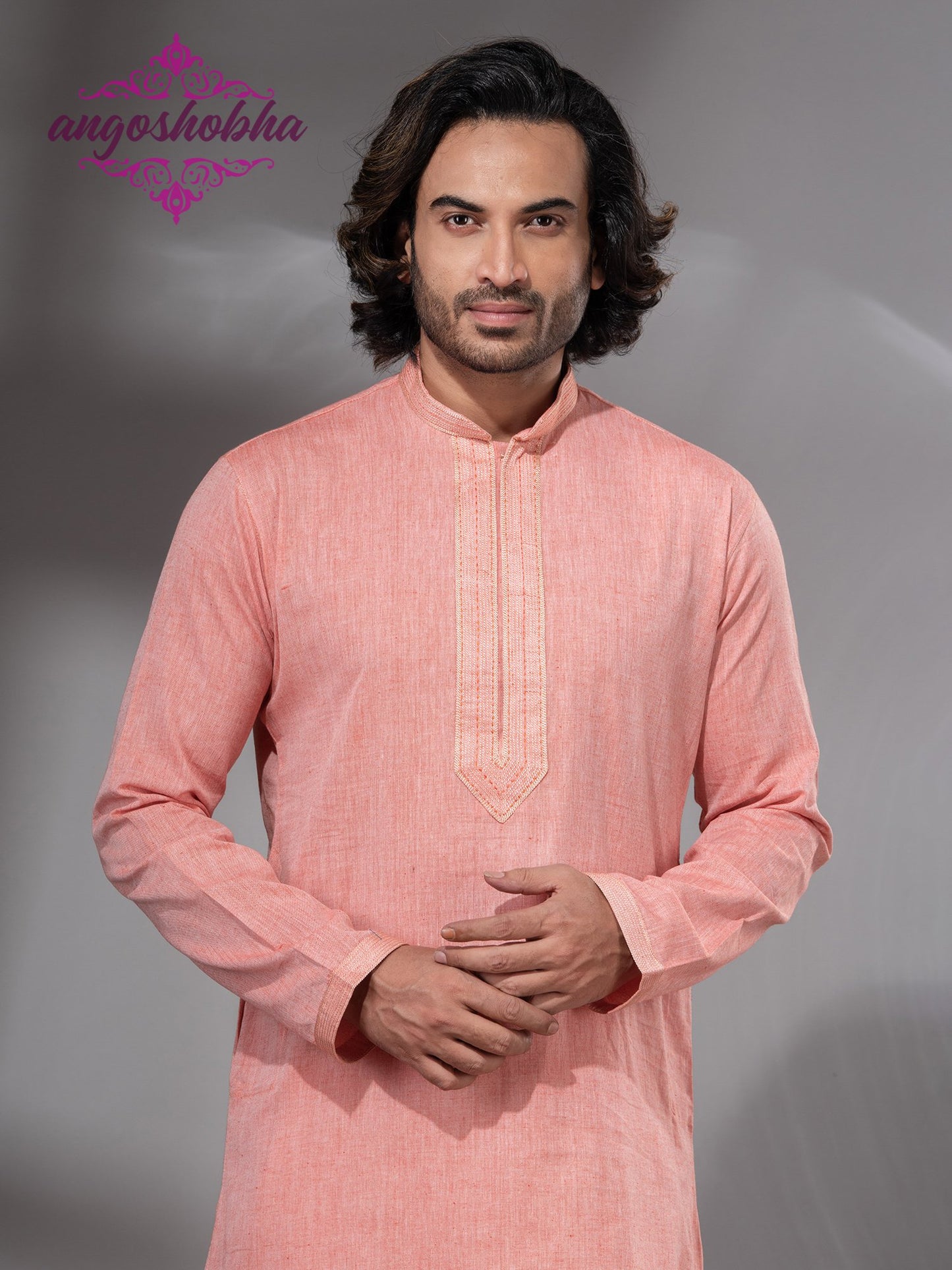 Peach Cotton Men's Punjabi